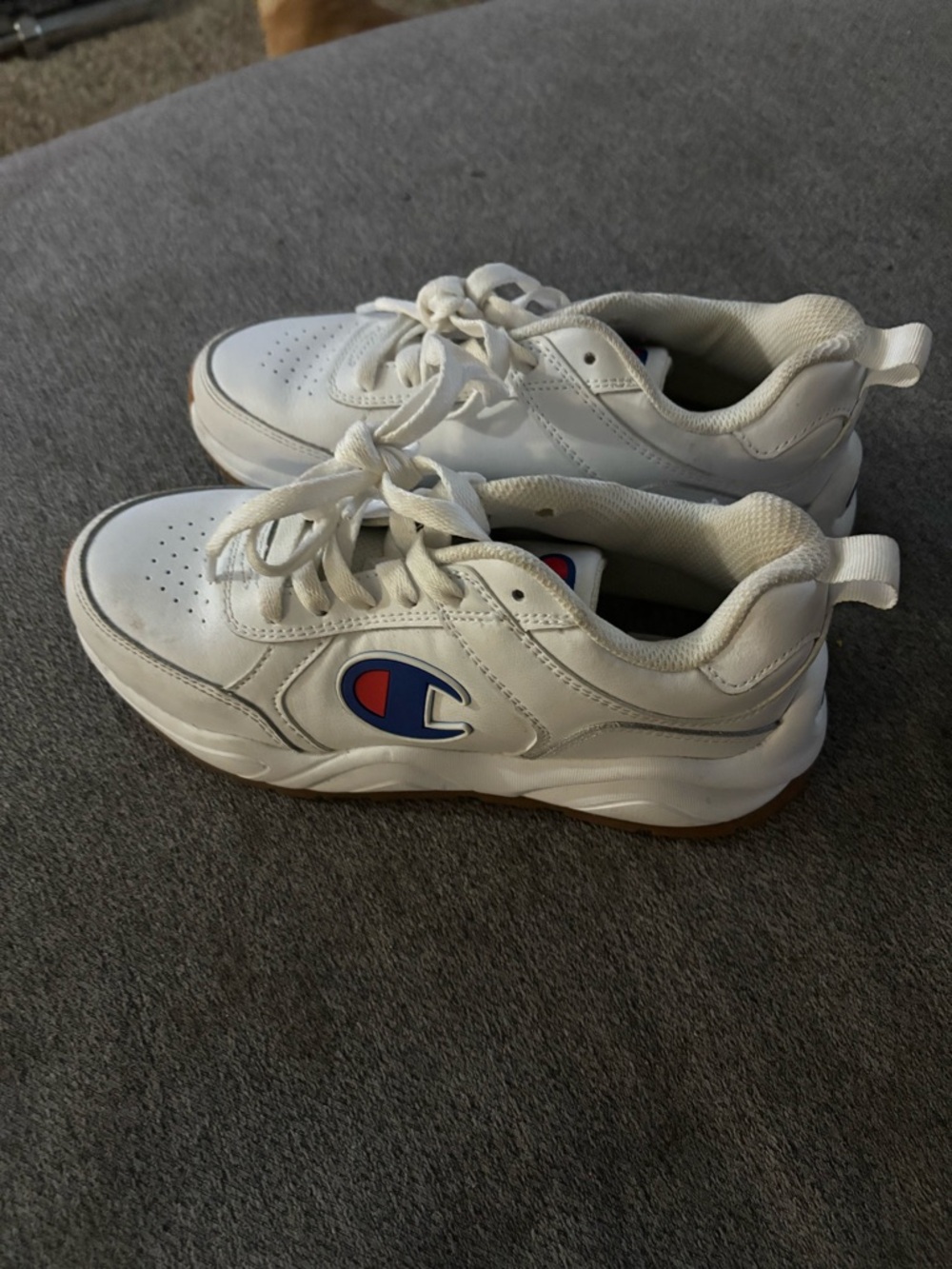 Champion White Kids Sneakers with Blue & Red Logo Patch